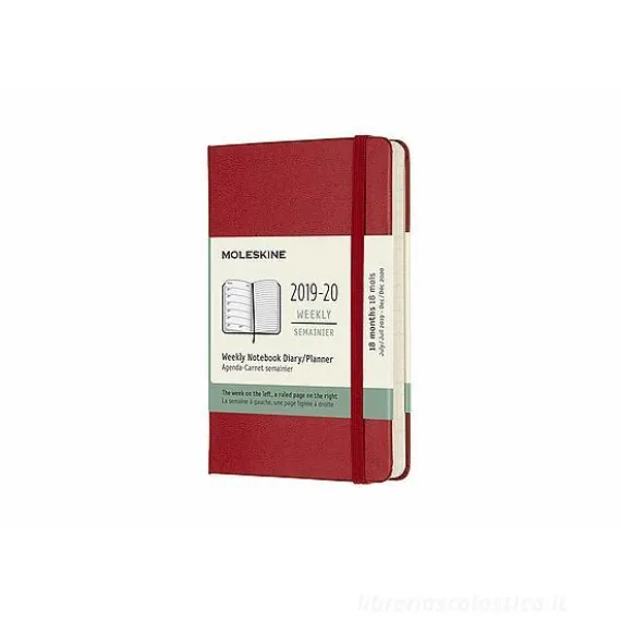 Moleskine 18 mesi - Agenda settimanale rossa - Pocket copertina rigida 2019-2020