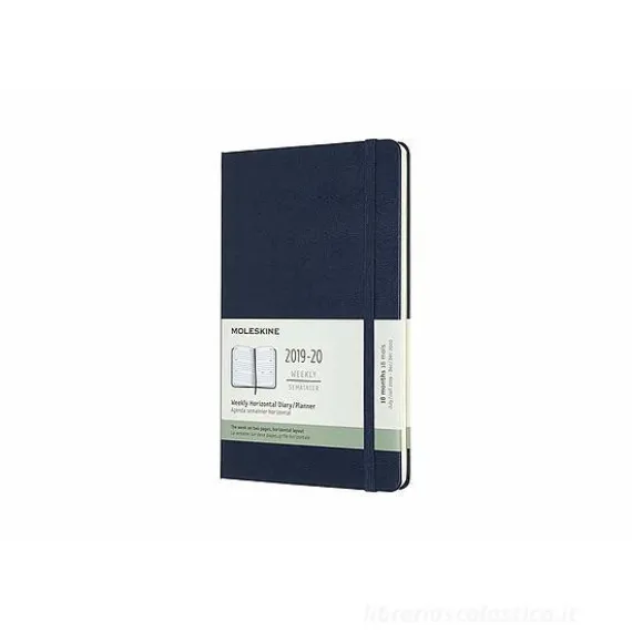 Moleskine 18 mesi - Agenda settimanale orizzontale blu - Large copertina rigida 2019-2020