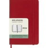 Moleskine 12 mesi - Agenda settimanale rosso scarlatto - Pocket copertina rigida 2024