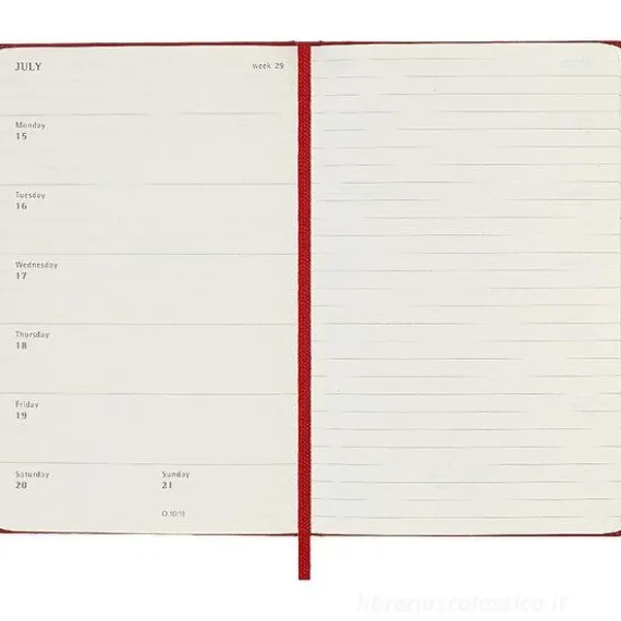 Moleskine 12 mesi - Agenda settimanale rosso scarlatto - Pocket copertina rigida 2024