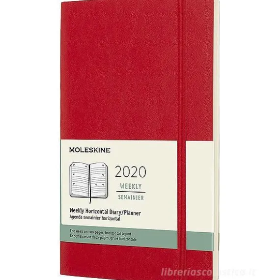 Moleskine 12 mesi - Agenda settimanale orizzontale rosso - Large copertina morbida 2020