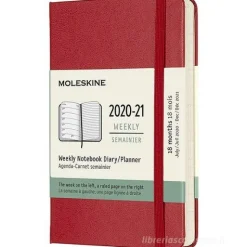 Moleskine 18 mesi - Agenda settimanale rosso scarlatto - Pocket copertina rigida 2020-2021