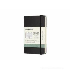 Moleskine 18 mesi - Agenda settimanale orizzontale nera - Pocket copertina rigida 2019-2020