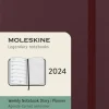 Moleskine 12 mesi - Agenda settimanale rosso borgogna - Pocket copertina rigida 2024
