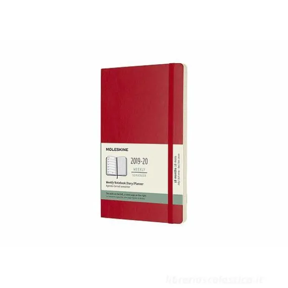 Moleskine 18 mesi - Agenda settimanale rossa - Large copertina morbida 2019-2020