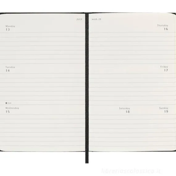 Moleskine 18 mesi - Agenda settimanale orizzontale nero - Pocket copertina rigida 2025-2026