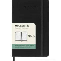 Moleskine 18 mesi - Agenda settimanale orizzontale nero - Pocket copertina rigida 2025-2026