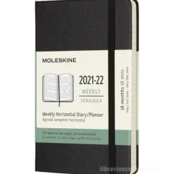 Moleskine 18 mesi - Agenda settimanale orizzontale nero - Pocket copertina rigida 2021-2022