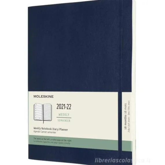 Moleskine 18 mesi - Agenda settimanale blu zaffiro - Extra Large copertina morbida 2021-2022
