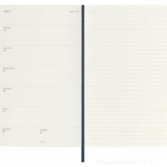 Moleskine 18 mesi - Agenda settimanale blu zaffiro - Large copertina morbida 2024-2025