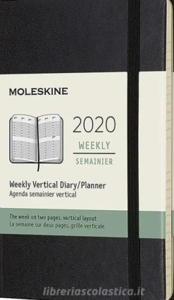 Moleskine 12 mesi - Agenda settimanale verticale nero - Pocket copertina rigida 2020