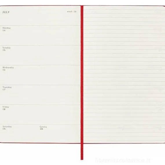 Moleskine 18 mesi - Agenda settimanale rosso scarlatto - Large copertina rigida 2024-2025