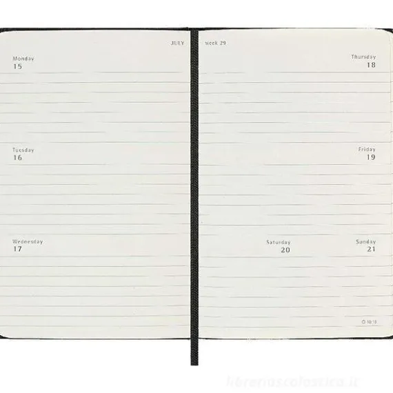 Moleskine 12 mesi - Agenda settimanale orizzontale nero - Pocket copertina rigida 2024
