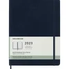 Moleskine 12 mesi - Agenda settimanale blu zaffiro - Extra Large copertina morbida 2023