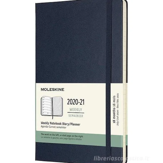 Moleskine 18 mesi - Agenda settimanale blu zaffiro - Large copertina rigida 2020-2021