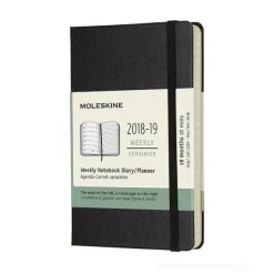 Moleskine 18 mesi - Agenda settimanale nera - Pocket copertina rigida 2018-2019
