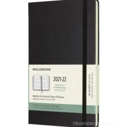 Moleskine 18 mesi - Agenda settimanale orizzontale nero - Large copertina rigida 2021-2022