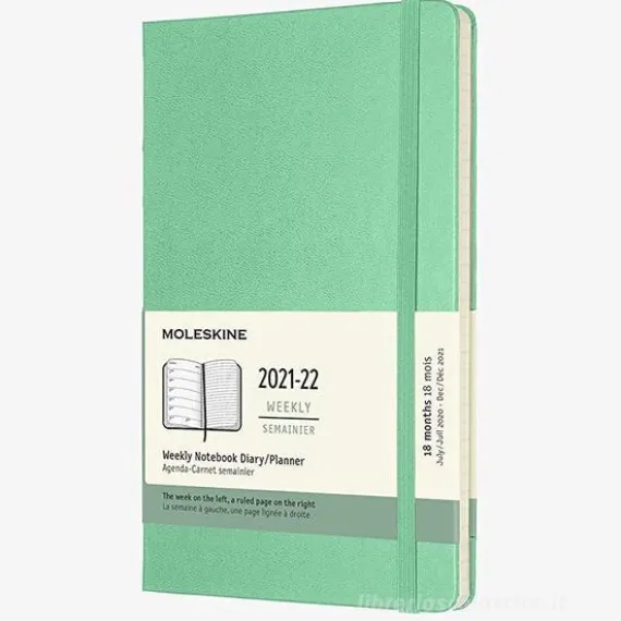 Moleskine 18 mesi - Agenda settimanale verde ghiaccio - Large copertina rigida 2021-2022