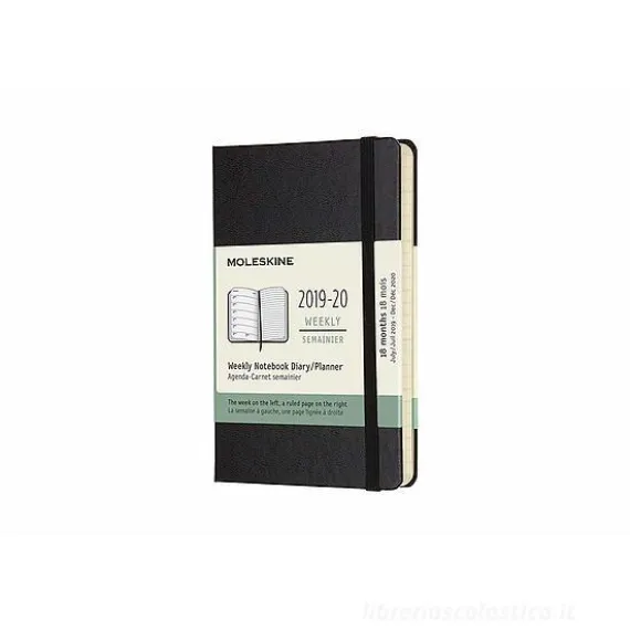 Moleskine 18 mesi - Agenda settimanale nera - Pocket copertina rigida 2019-2020