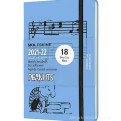 Moleskine 18 mesi - Agenda settimanale Limited Edition Peanuts blu - Pocket copertina rigida 2021-2022