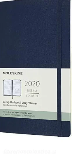 Moleskine 12 mesi - Agenda settimanale orizzontale blu - Large copertina morbida 2020