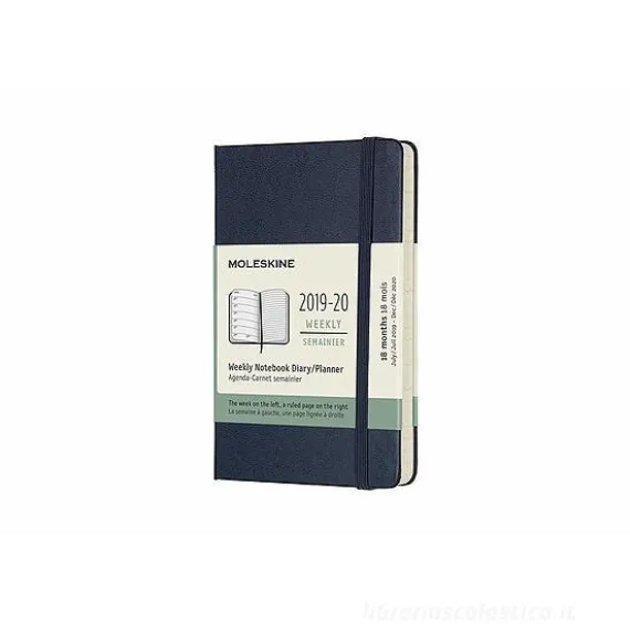 Moleskine 18 mesi - Agenda settimanale blu - Pocket copertina rigida 2019-2020