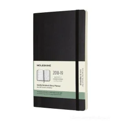 Moleskine 18 mesi - Agenda settimanale nera - Large copertina morbida 2018-2019