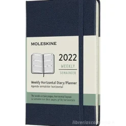 Moleskine 12 mesi - Agenda settimanale orizzontale blu zaffiro - Pocket copertina rigida 2022