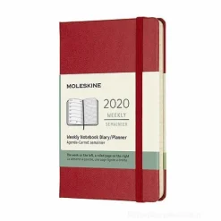 Moleskine 12 mesi - Agenda settimanale rosso - Pocket copertina rigida 2020