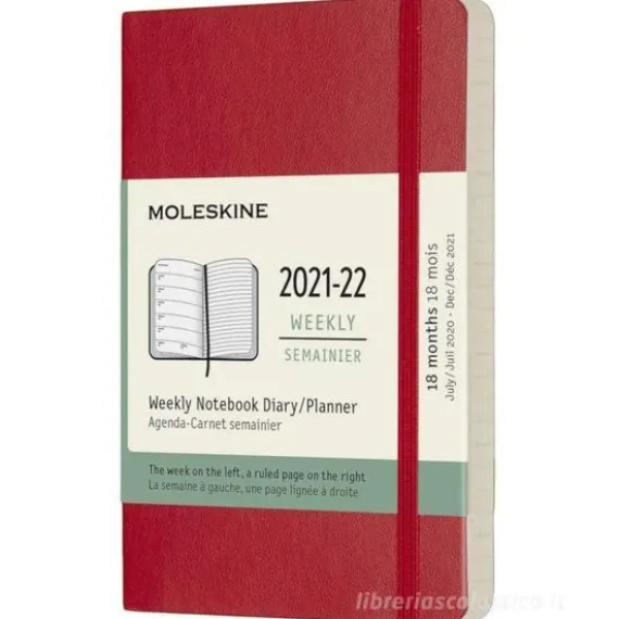 Moleskine 18 mesi - Agenda settimanale rosso scarlatto - Pocket copertina morbida 2021-2022