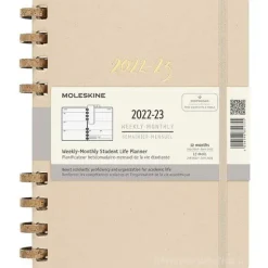 Moleskine 12 mesi - Agenda universitaria spiralata Student Life Sand - XL copertina rigida 2022-2023