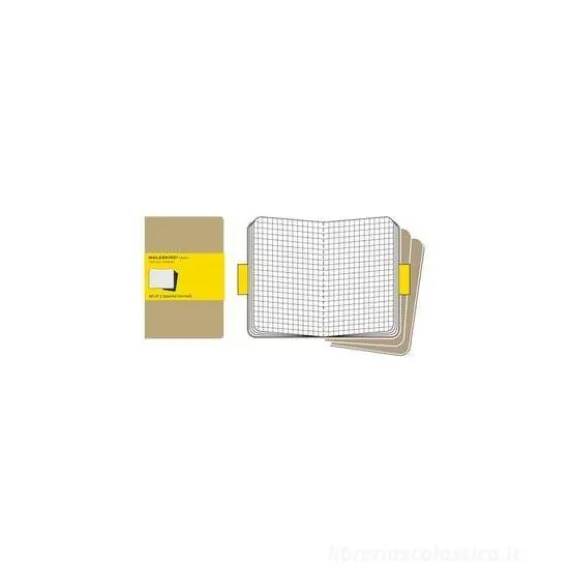 Moleskine pocket. Set 3 quadernetti a quadretti copertina kraft