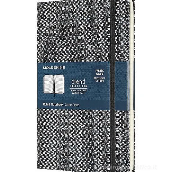 Moleskine - Taccuino Blend Limited Collection a righe nero - Large copertina rigida in tessuto