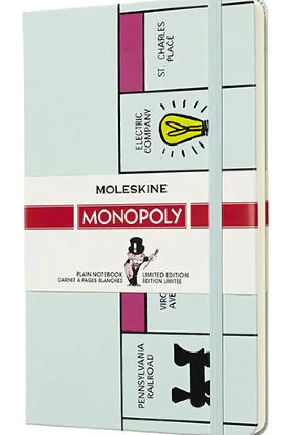 Moleskine taccuino con copertina rigida a pagine bianche large. Tabellone Monopoly. Limited edition.