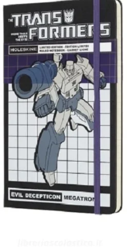 Moleskine taccuino con copertina rigida a righe large. Transformers Megatron. Limited edition.