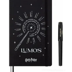 Moleskine - Taccuino Limited Edition Incantesimi Harry Potter Lumos a righe - Large copertina rigida fosforescente con penna roller Kaweo