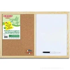 Pannello in sughero con lavagna e cornice in legno 60x40