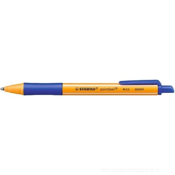 Penna a sfera stabilo pointball a scatto Blu