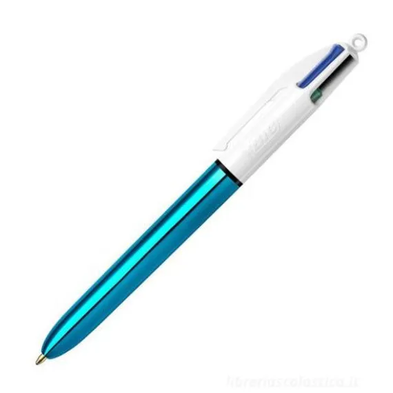 Penna 4 colori Shine azzurra