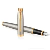Penna stilografica Parker IM Brushed Metal Golden Trim punta media (1931656)