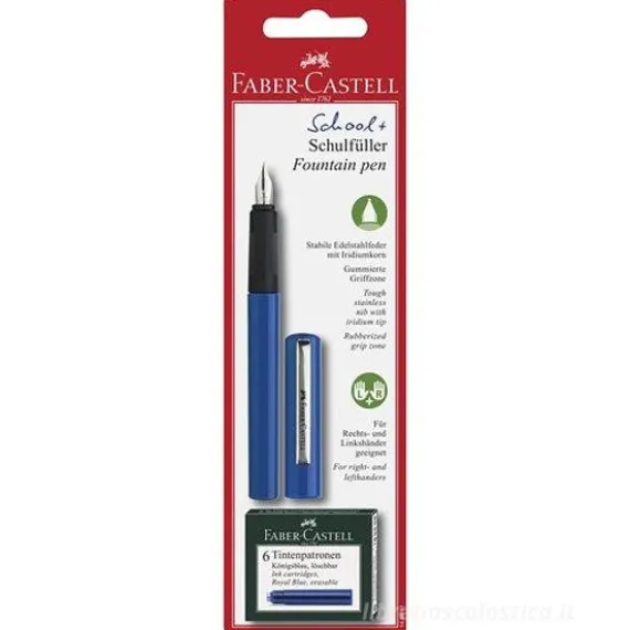 Penna stilografica scolastica con 6 cartucce