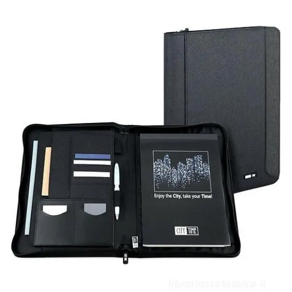 Porta blocco formato A4 Dual City Time nero