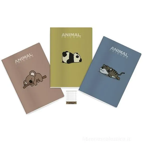 Quaderno Animal Friends quadretti 5 mm con margine formato A4 (colori assortiti)