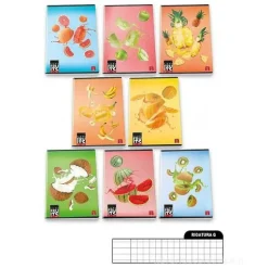 Quaderno a quadretti 5 mm con margine Fruits formato A4 (fantasie assortite)