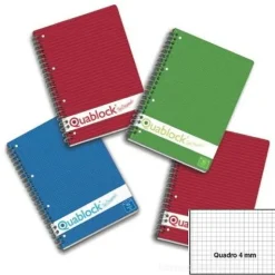 Quaderno blocco spiralato Quablock A4 quadri 4 mm