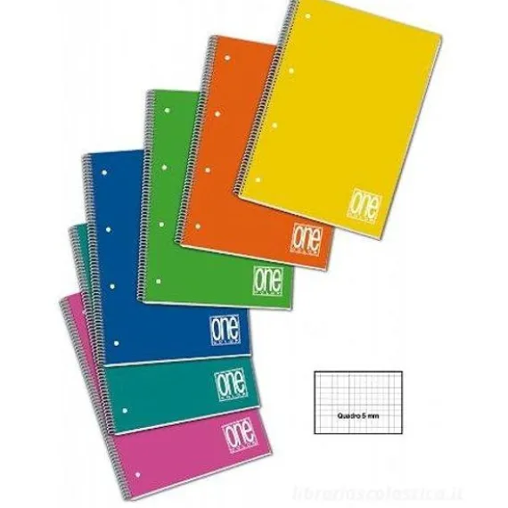 Quaderno spiralato 80 fogli quadri A4 One Color (colori assortiti)