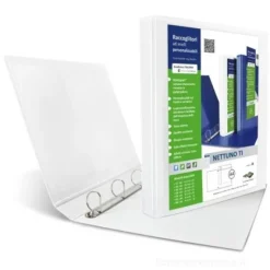 Raccoglitore Nettuno personalizzabile a 4 anelli diametro mm 80 cm 22x30 bianco