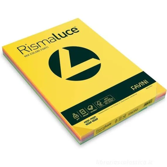 Risma Luce 125 fogli colori assortiti forti formato A3 200 gr