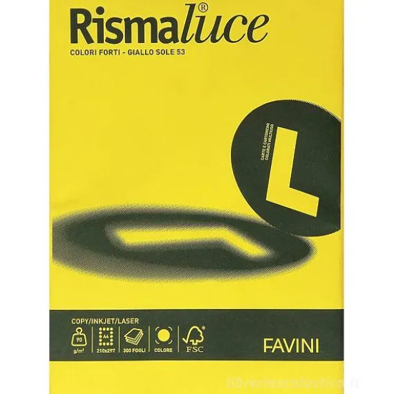 Risma Luce 300 fogli formato A4 90 gr giallo sole