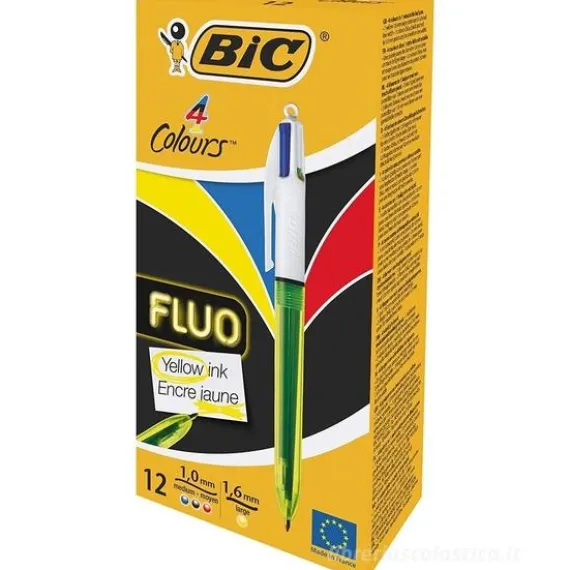 Scatola 12 penne Bic 4 Colours Fluo